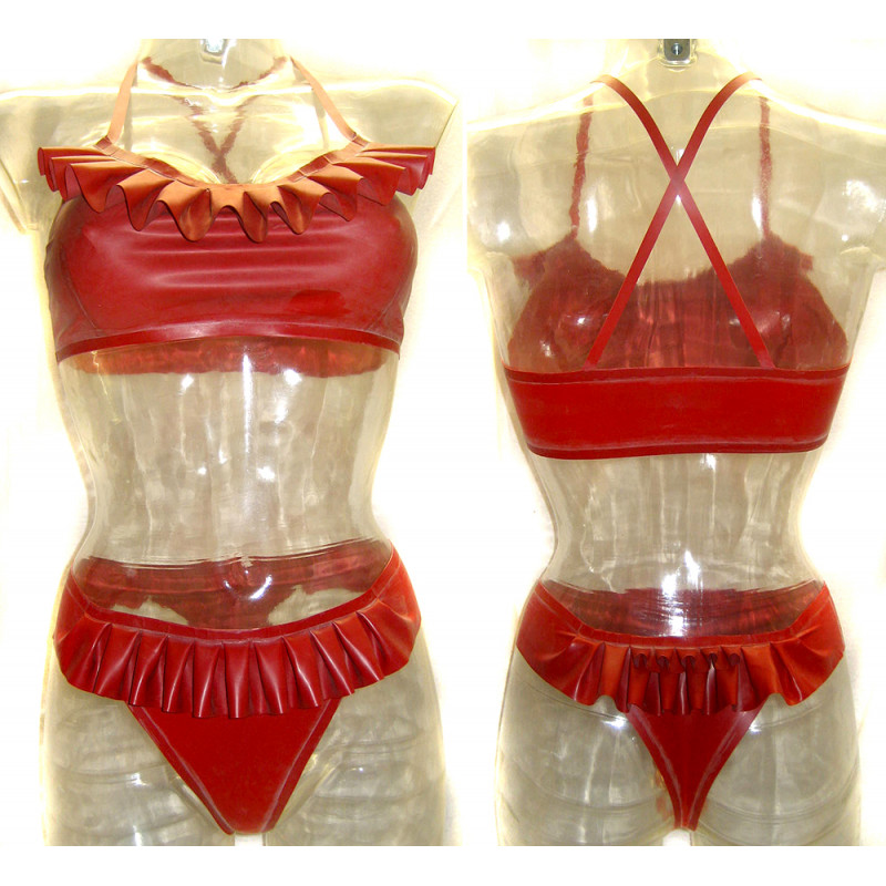 Latex Bikini Set mit Rüschen