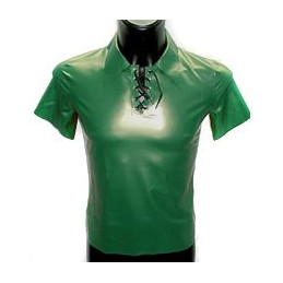 Men Latex Polo Shirt with...